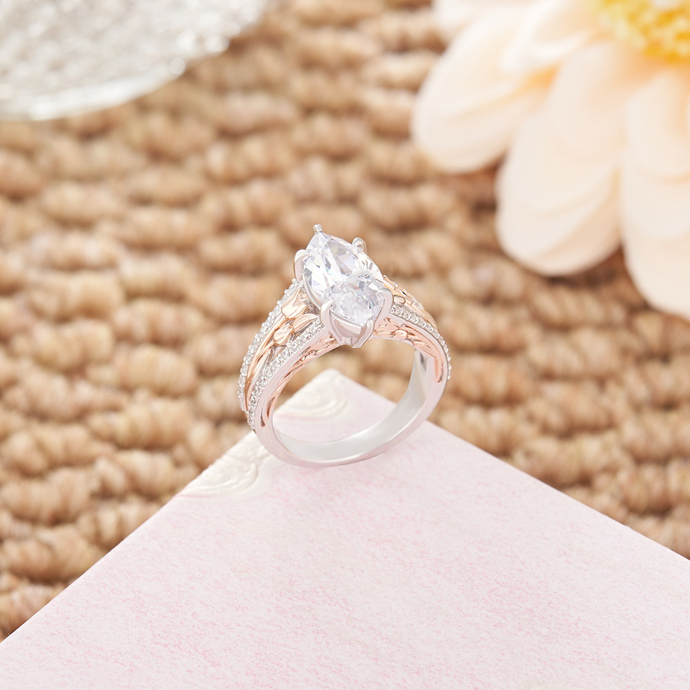Marquise Cut Diamond White Sterling Silver Engagement Ring