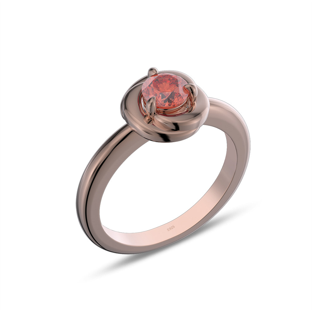 Minimalist Round Cut Ruby Red 925 Sterling Silver Solitaire Engagement Ring