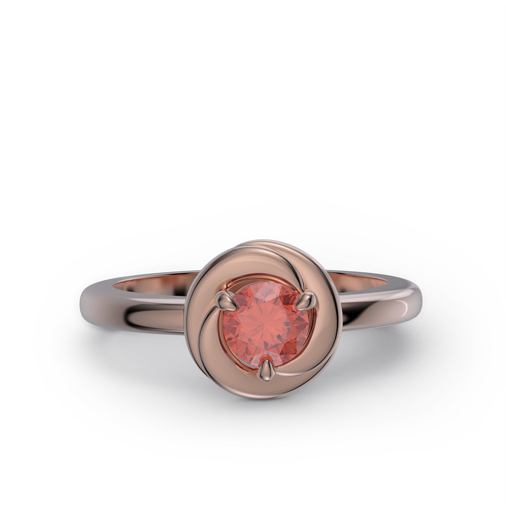 Minimalist Round Cut Ruby Red 925 Sterling Silver Solitaire Engagement Ring