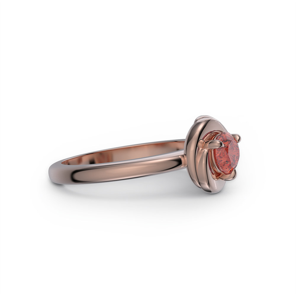 Minimalist Round Cut Ruby Red 925 Sterling Silver Solitaire Engagement Ring