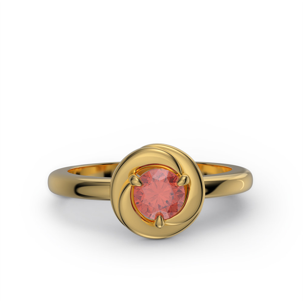Minimalist Round Cut Ruby Red 925 Sterling Silver Solitaire Engagement Ring