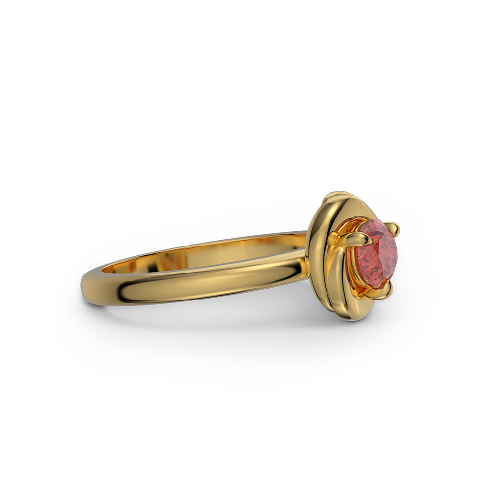 Minimalist Round Cut Ruby Red 925 Sterling Silver Solitaire Engagement Ring
