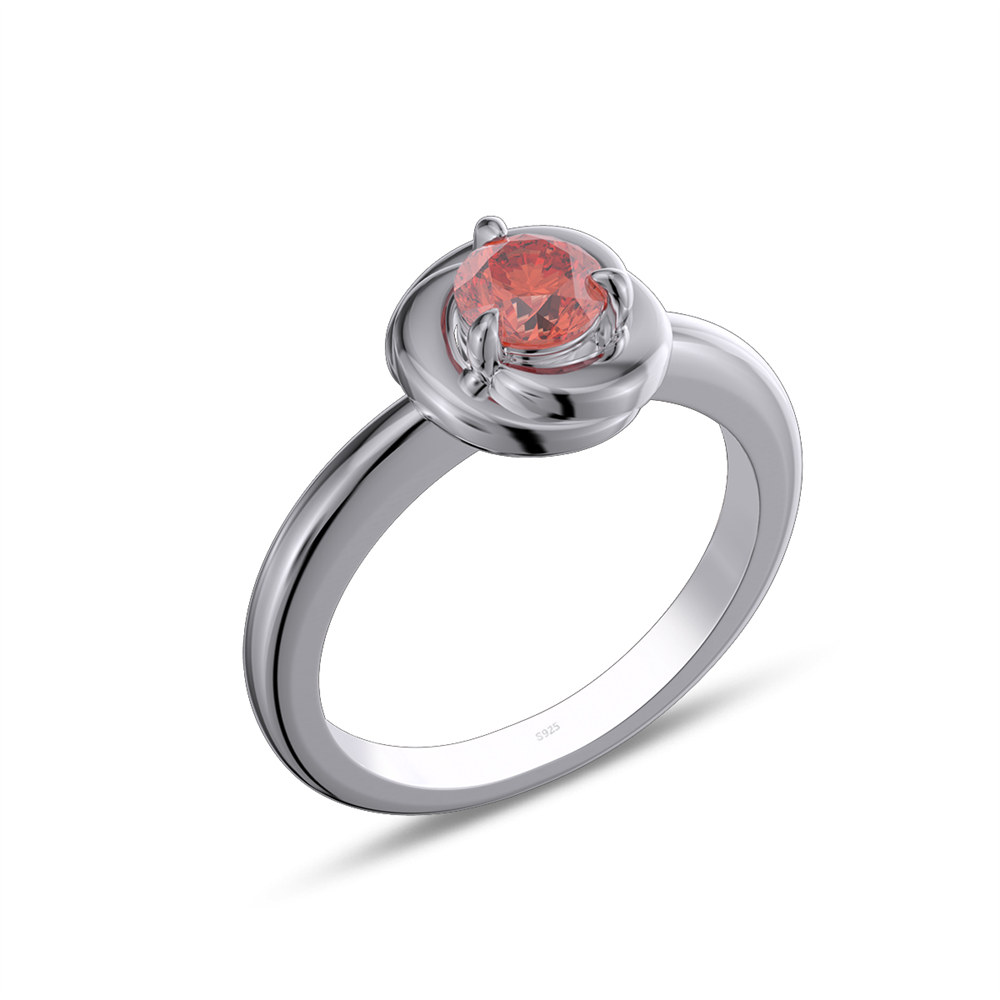 Minimalist Round Cut Ruby Red 925 Sterling Silver Solitaire Engagement Ring