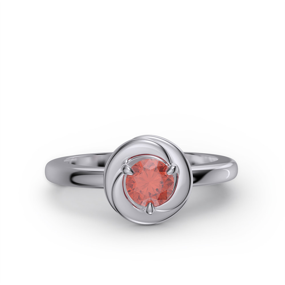 Minimalist Round Cut Ruby Red 925 Sterling Silver Solitaire Engagement Ring