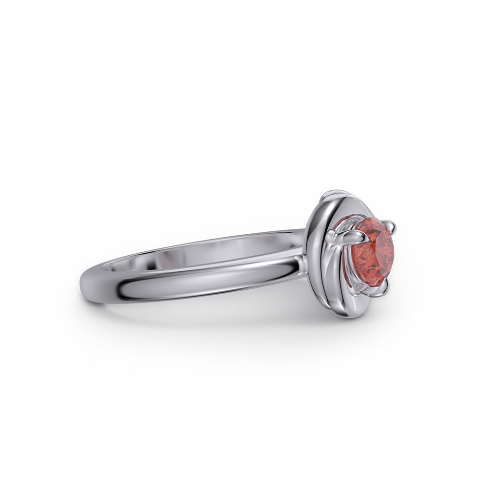 Minimalist Round Cut Ruby Red 925 Sterling Silver Solitaire Engagement Ring