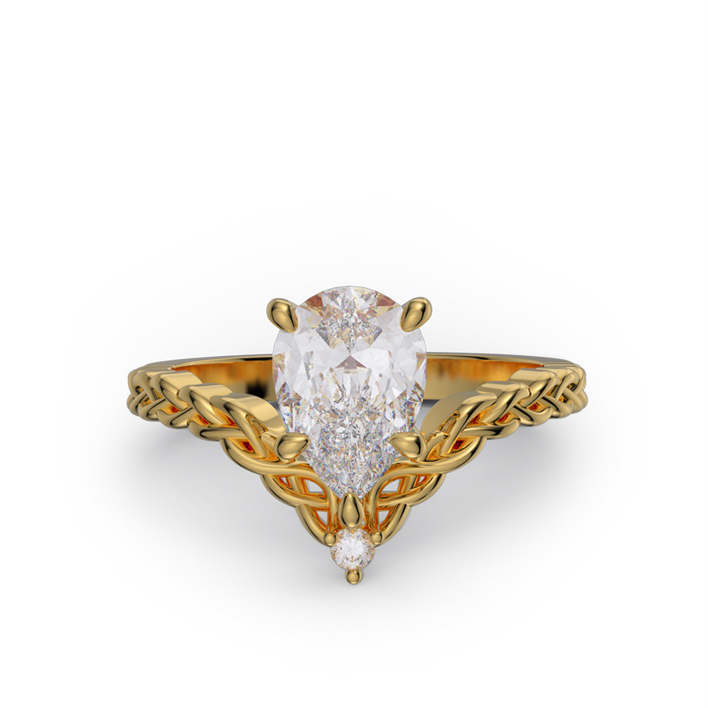 Pear Cut Diamond White Sterling Silver Braided Engagement Ring