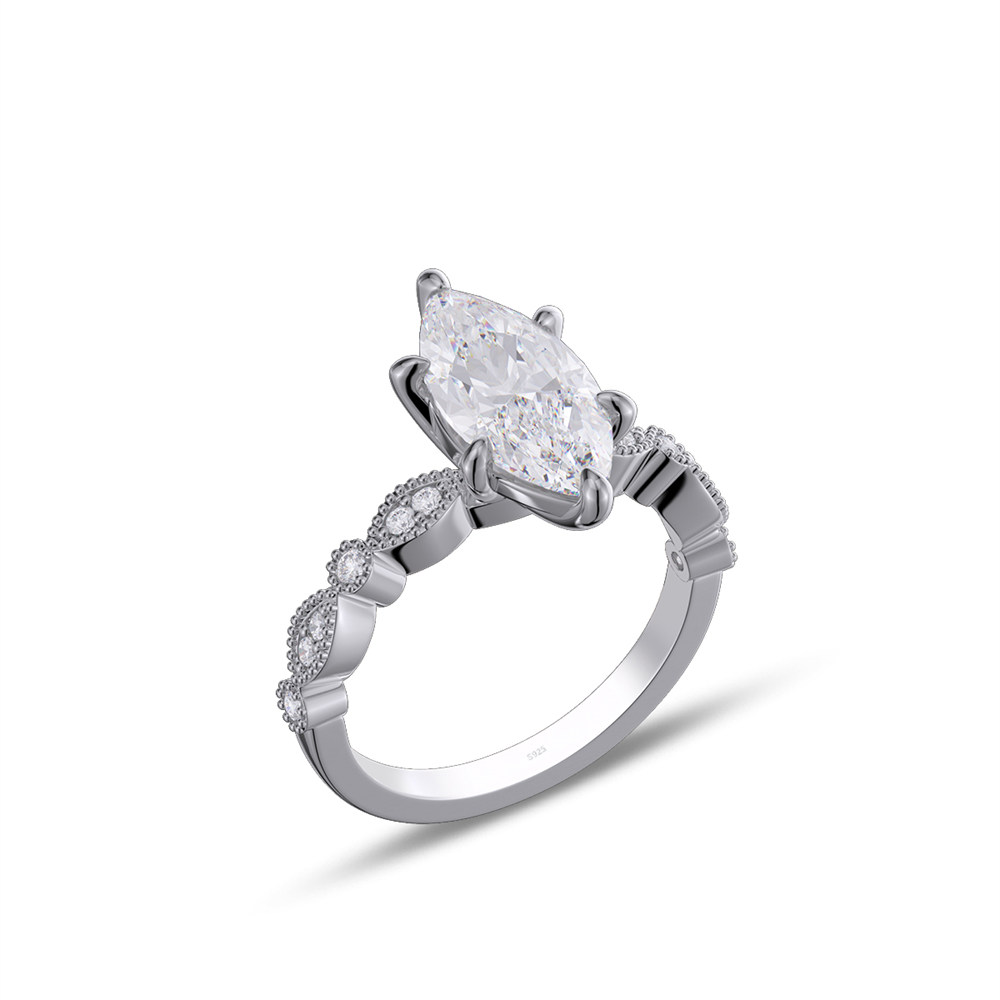 Marquise Cut Diamond White 925 Sterling Silver Engagement Ring