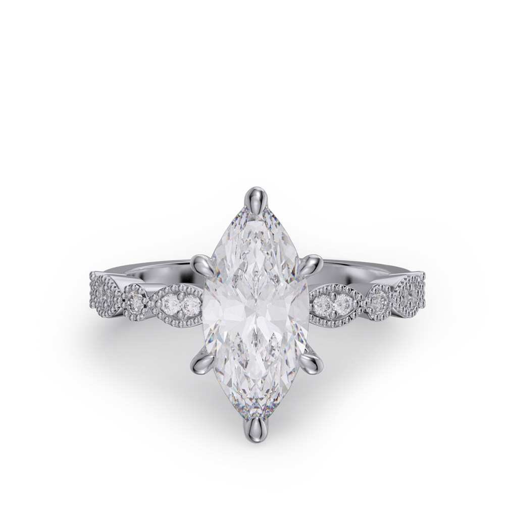 Marquise Cut Diamond White 925 Sterling Silver Engagement Ring
