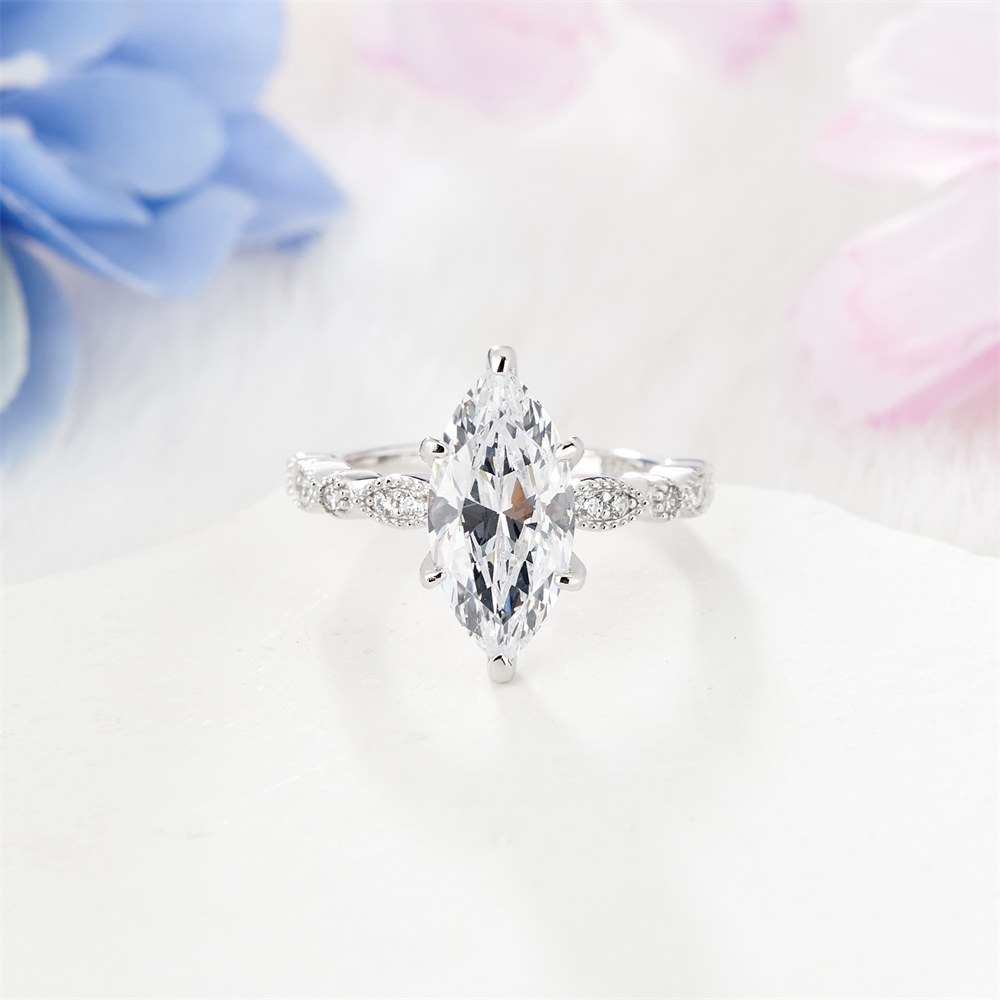 Marquise Cut Diamond White 925 Sterling Silver Engagement Ring