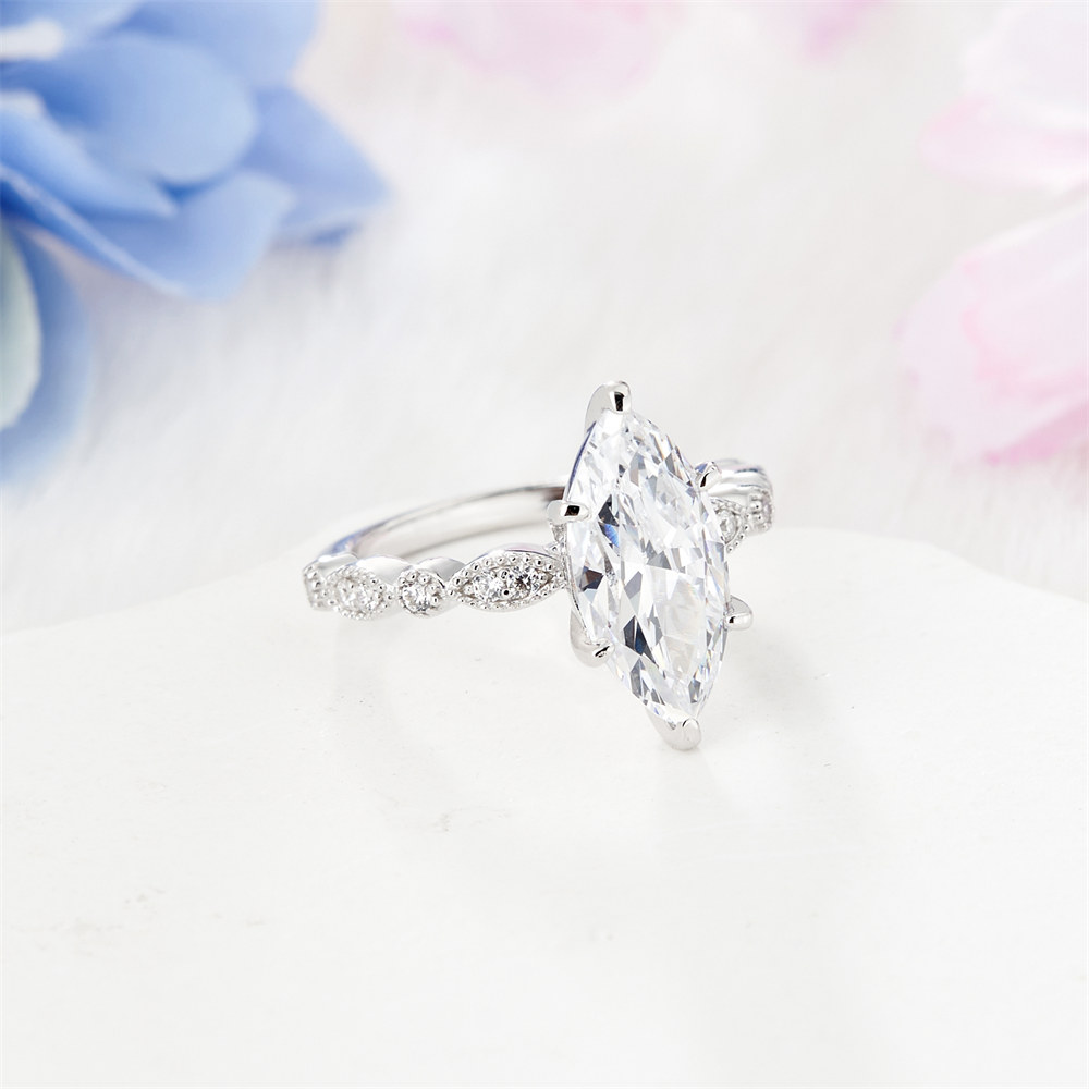 Marquise Cut Diamond White 925 Sterling Silver Engagement Ring