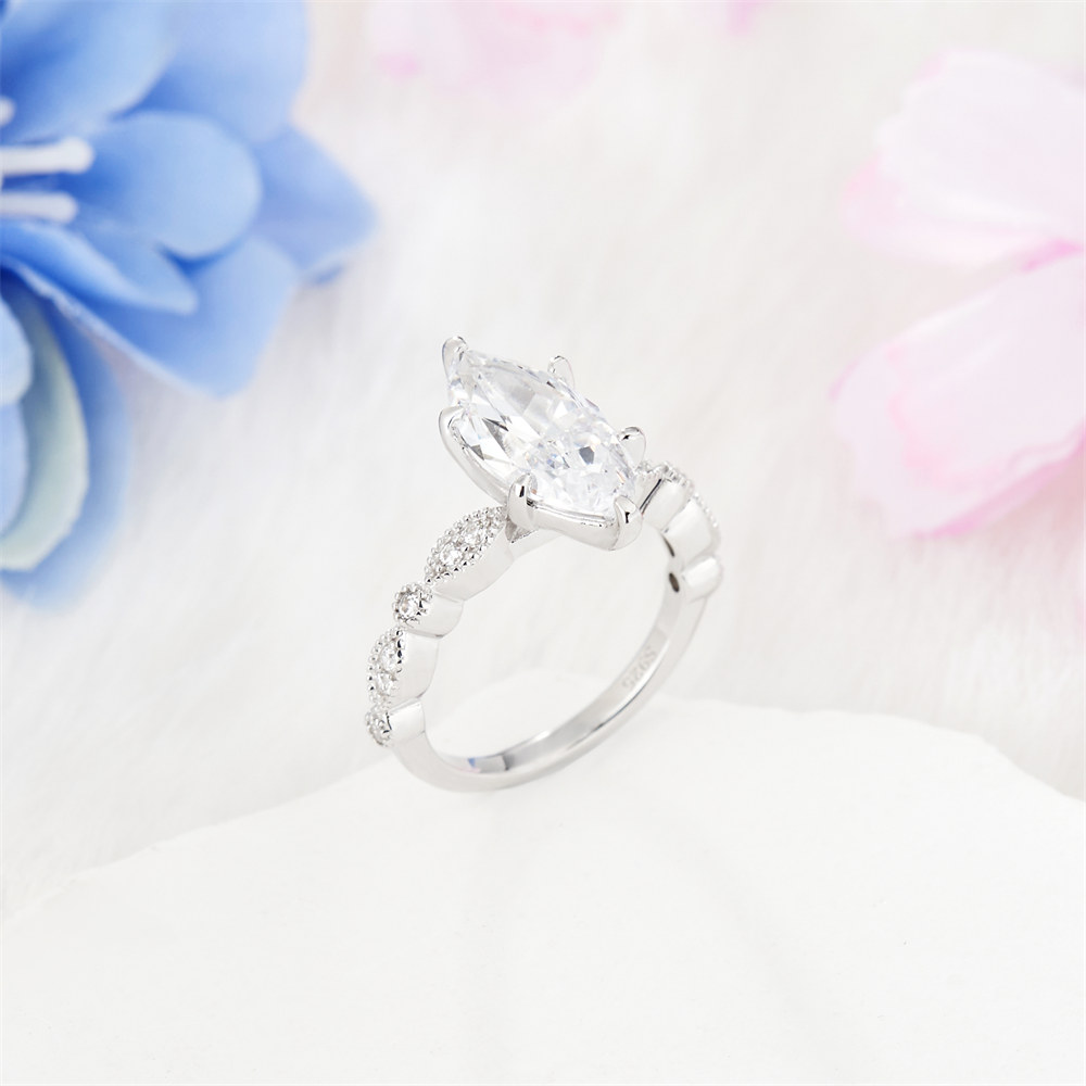 Marquise Cut Diamond White 925 Sterling Silver Engagement Ring