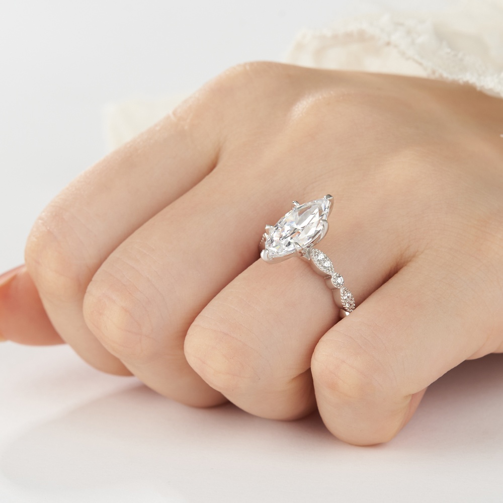 Marquise Cut Diamond White 925 Sterling Silver Engagement Ring