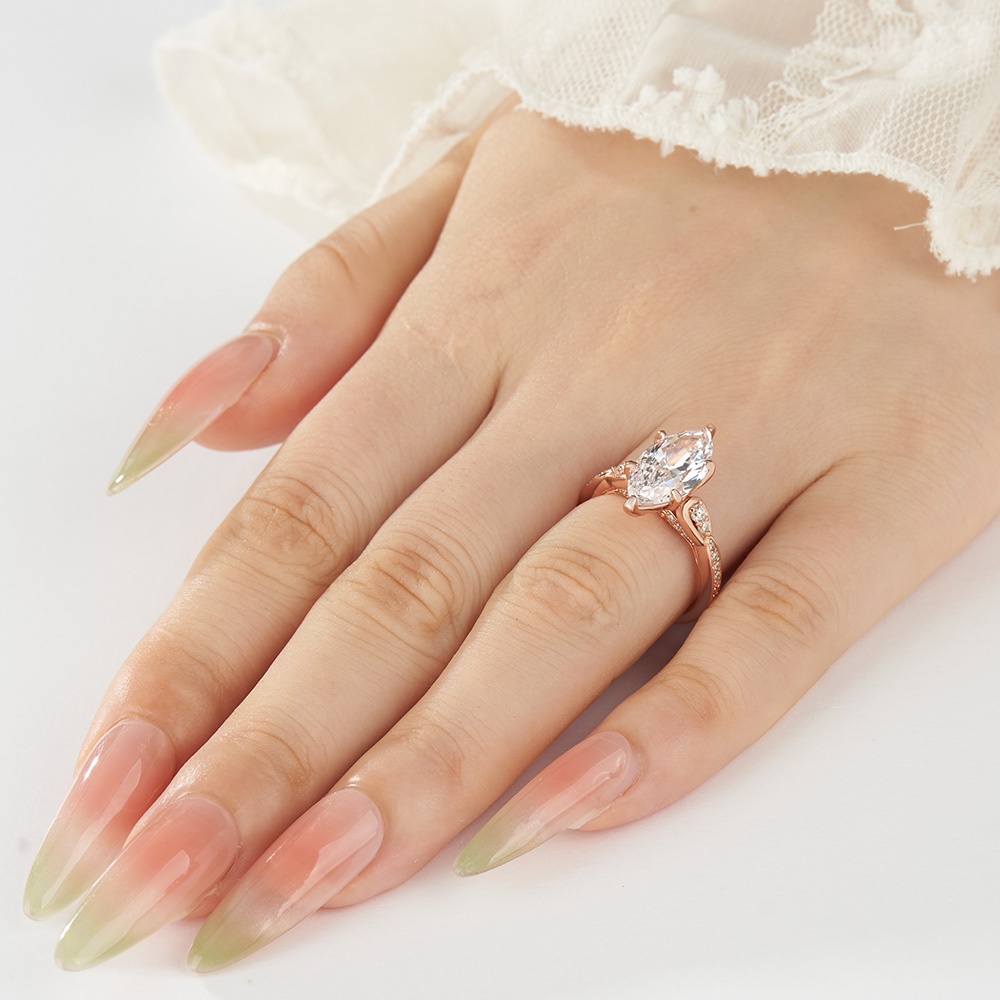 Marquise Cut Diamond White 925 Sterling Silver Engagement Ring