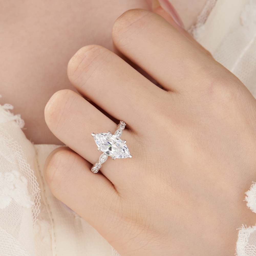 Marquise Cut Diamond White 925 Sterling Silver Engagement Ring
