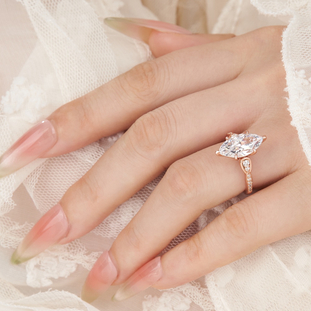 Marquise Cut Diamond White 925 Sterling Silver Engagement Ring