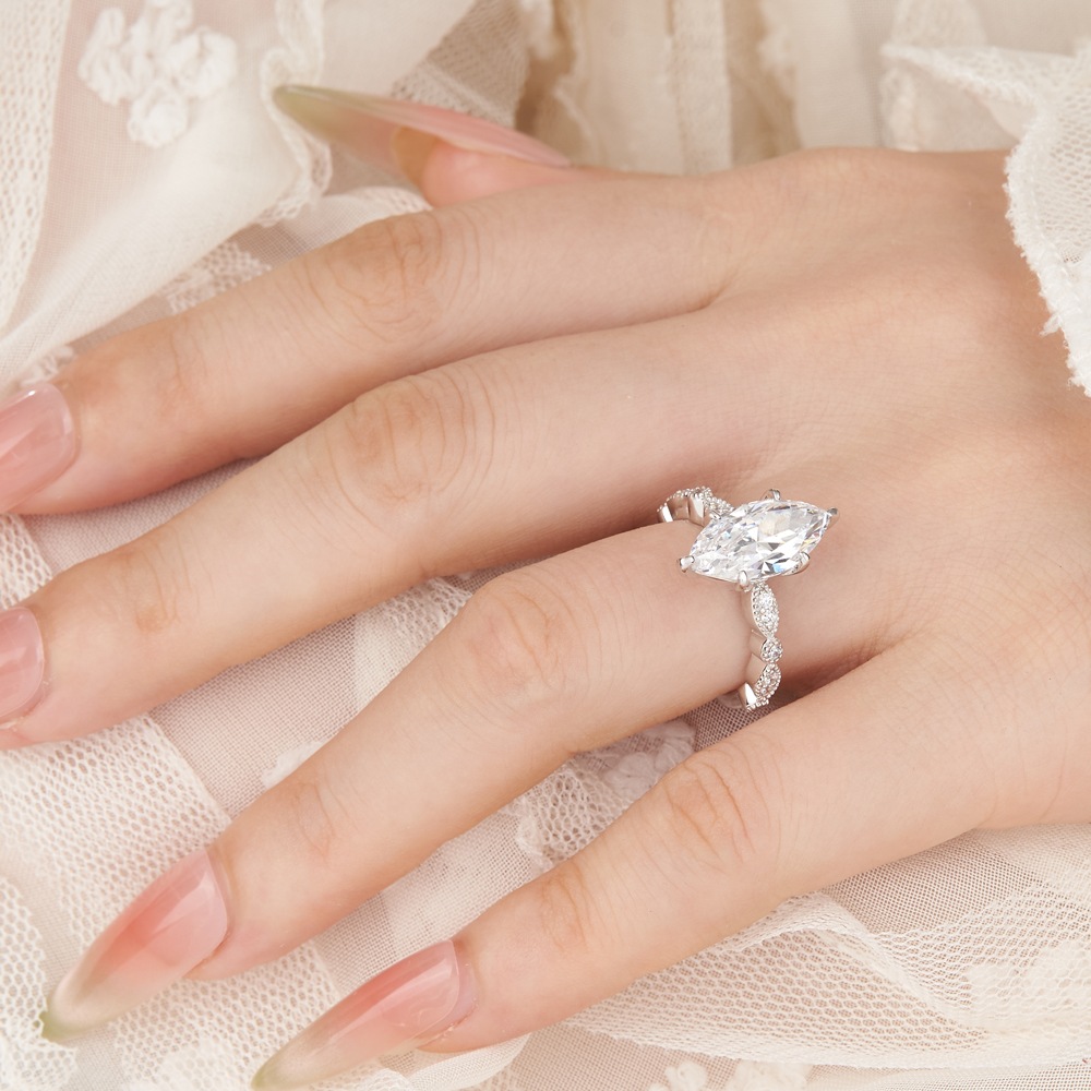 Marquise Cut Diamond White 925 Sterling Silver Engagement Ring