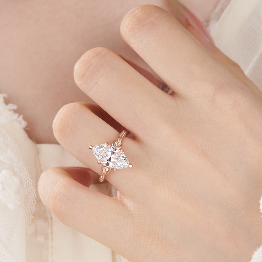 Marquise Cut Diamond White 925 Sterling Silver Engagement Ring