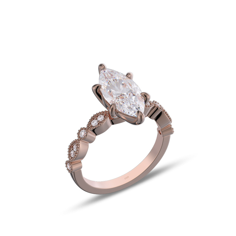 Marquise Cut Diamond White 925 Sterling Silver Engagement Ring