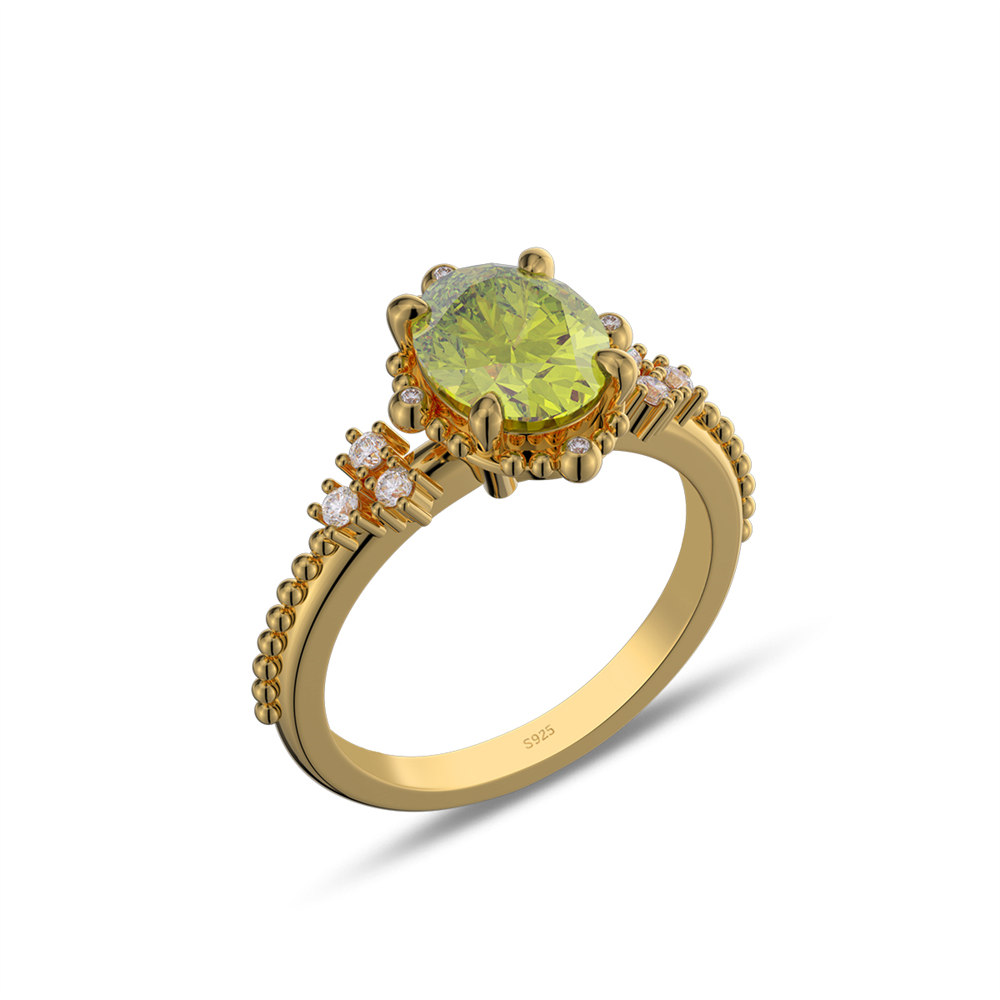 Oval Cut Citrine Yellow 925 Sterling Silver Vintage Engagement Ring