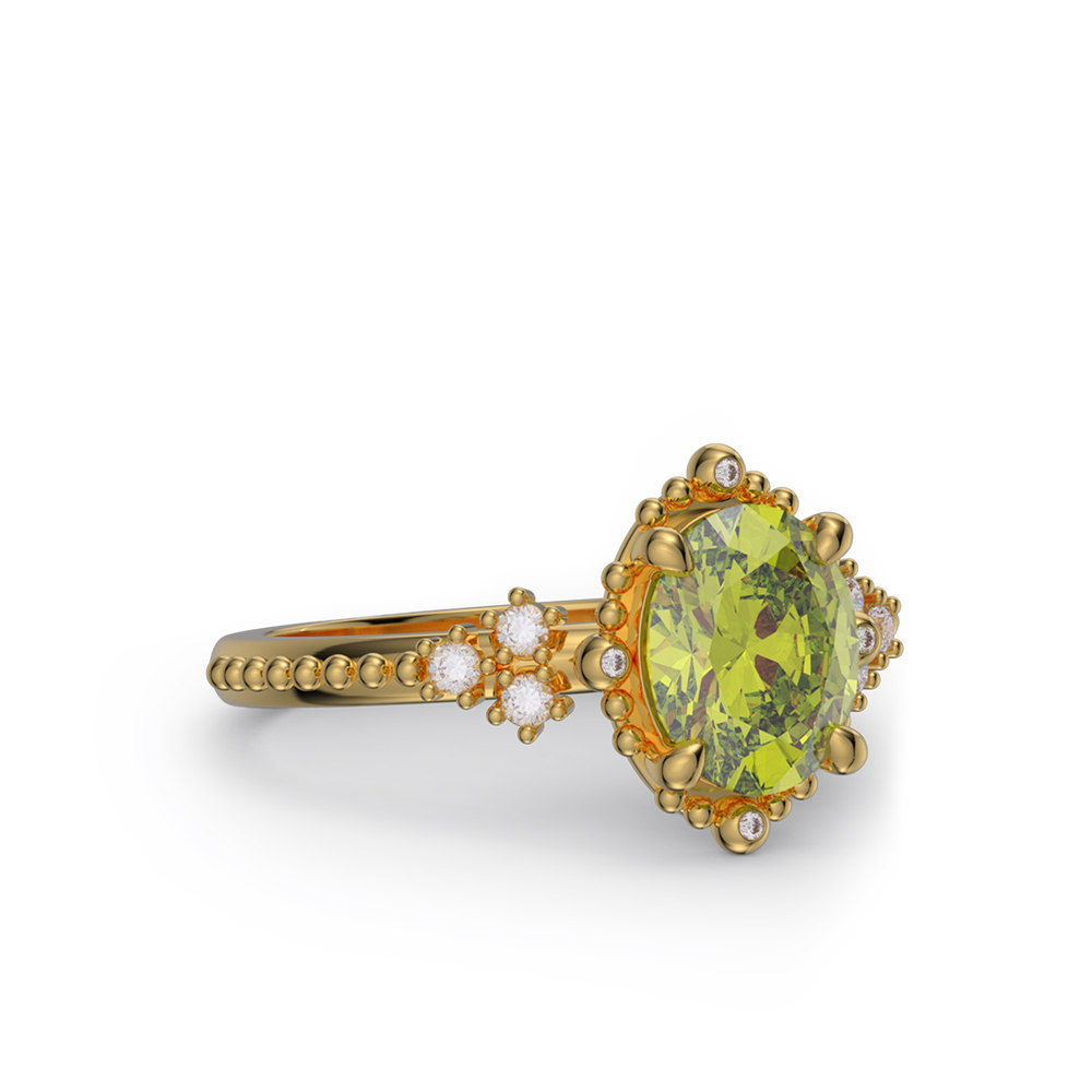 Oval Cut Citrine Yellow 925 Sterling Silver Vintage Engagement Ring