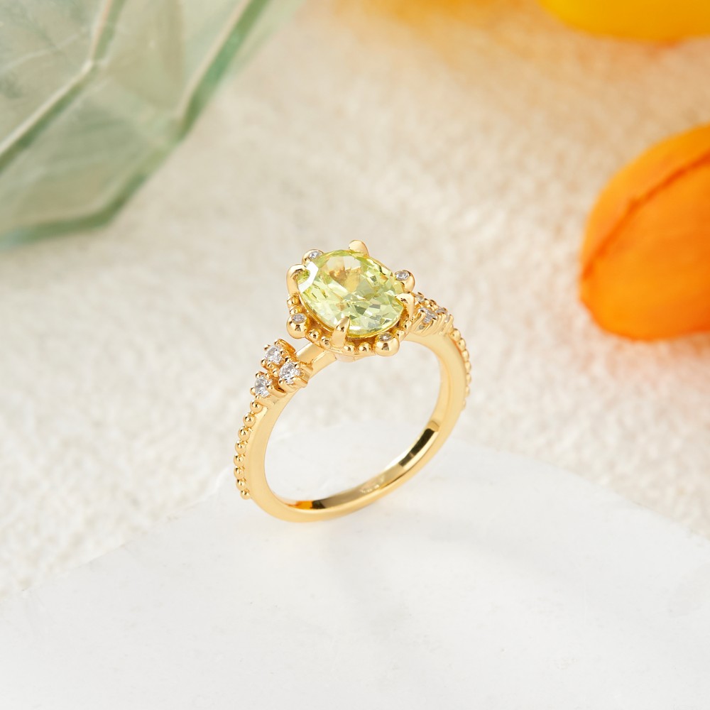 Oval Cut Citrine Yellow 925 Sterling Silver Vintage Engagement Ring