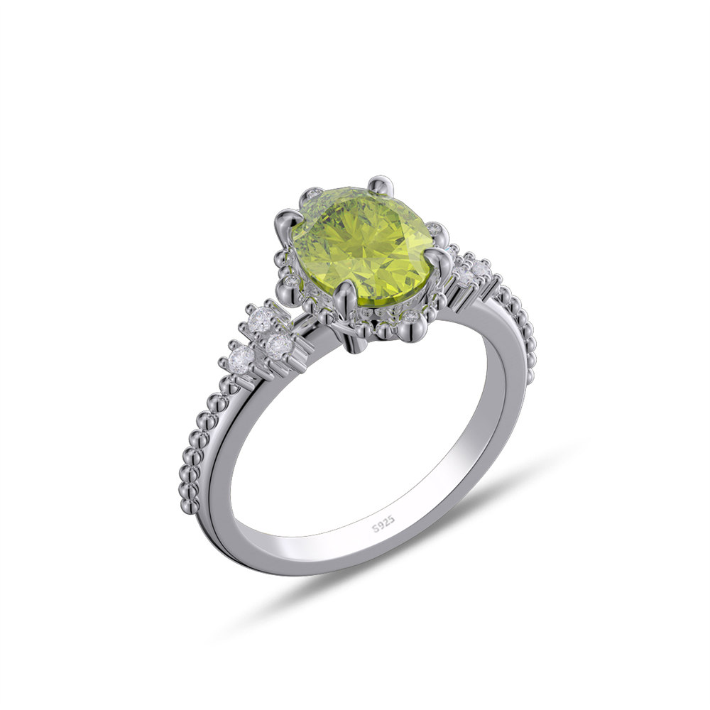 Oval Cut Citrine Yellow 925 Sterling Silver Vintage Engagement Ring