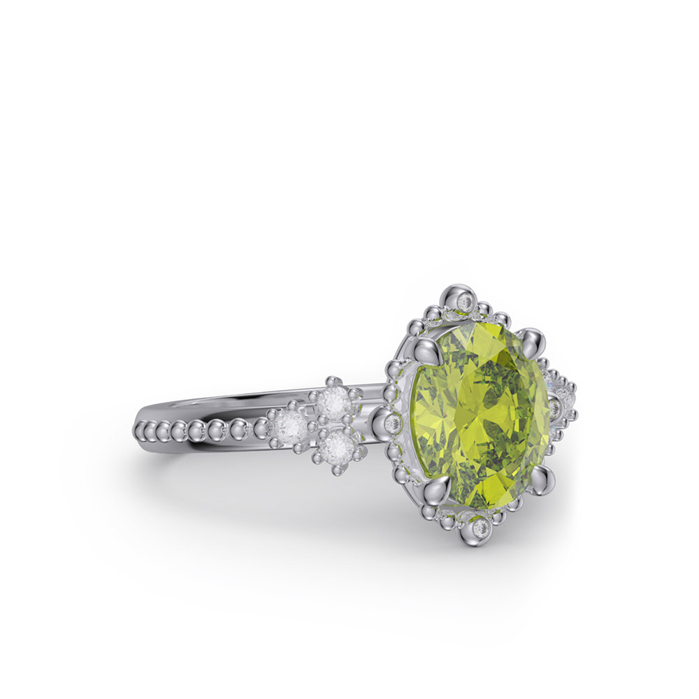 Oval Cut Citrine Yellow 925 Sterling Silver Vintage Engagement Ring