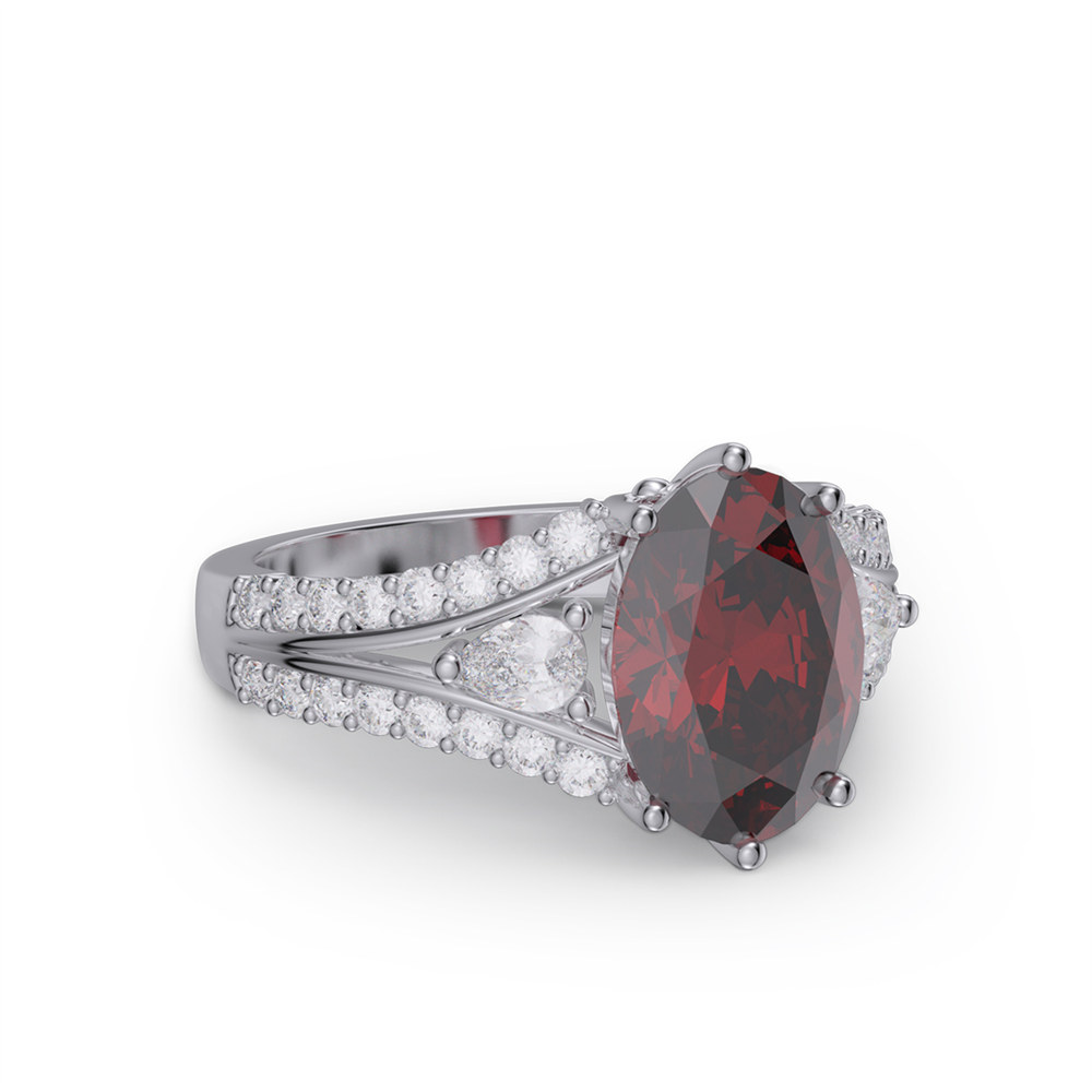 Oval Cut Ruby Red 925 Sterling Silver Vintage Engagement Ring
