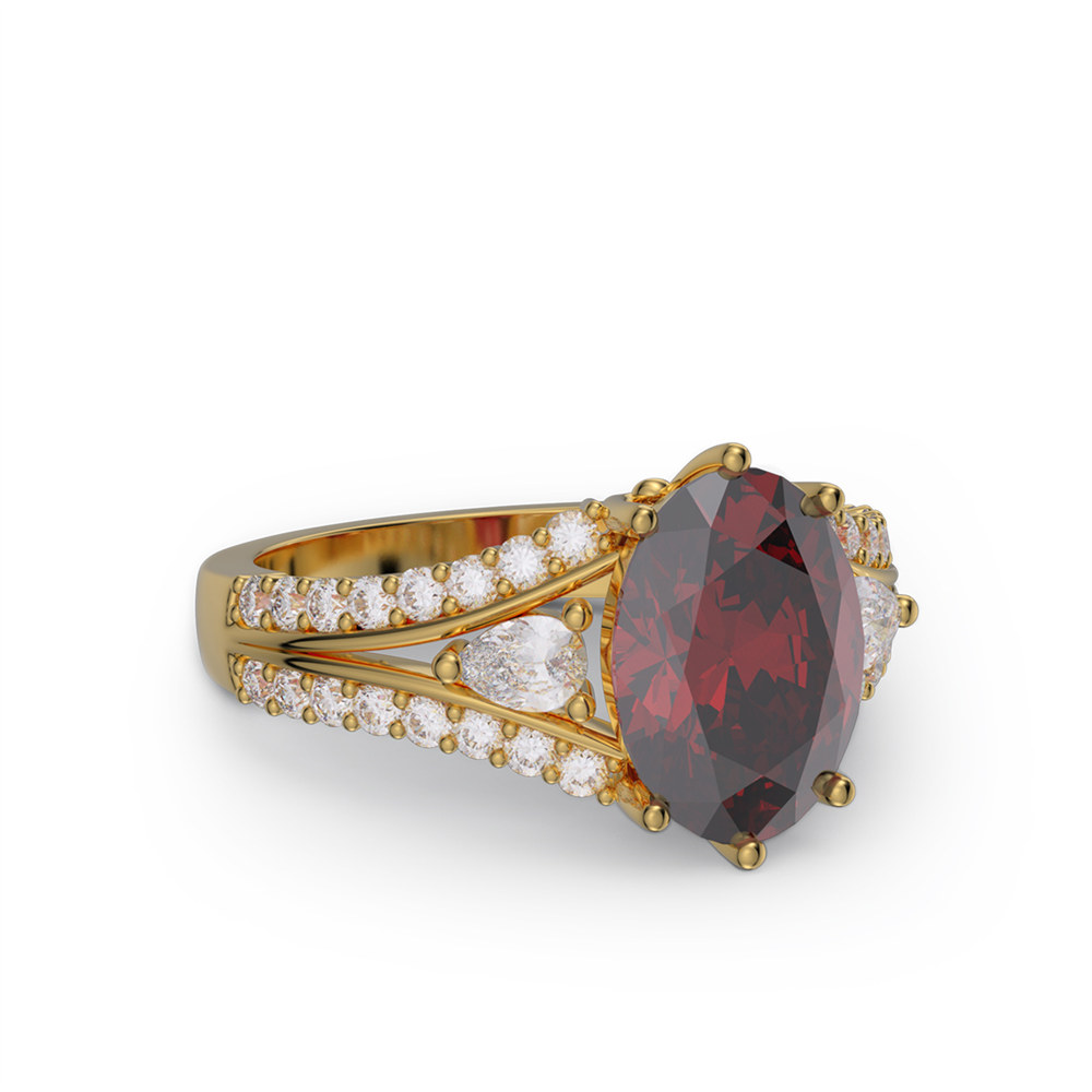 Oval Cut Ruby Red 925 Sterling Silver Vintage Engagement Ring