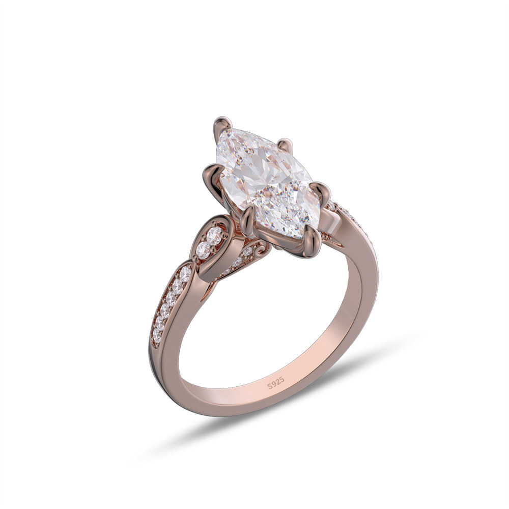 Marquise Cut Diamond White 925 Sterling Silver Vintage Engagement Ring