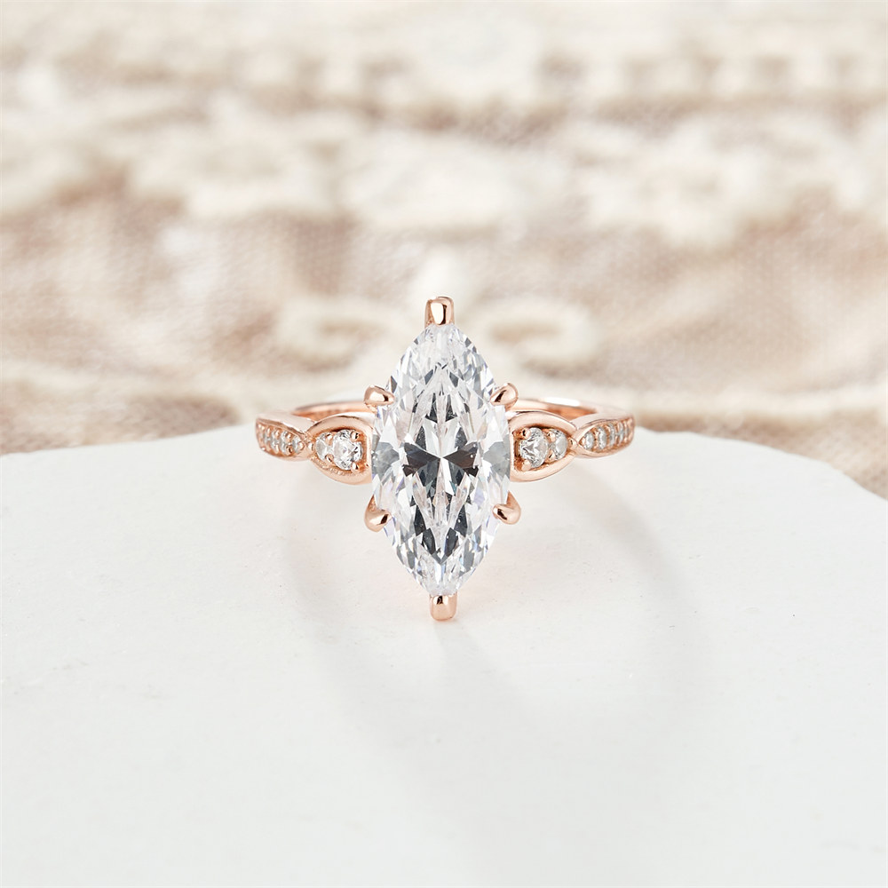 Marquise Cut Diamond White 925 Sterling Silver Vintage Engagement Ring