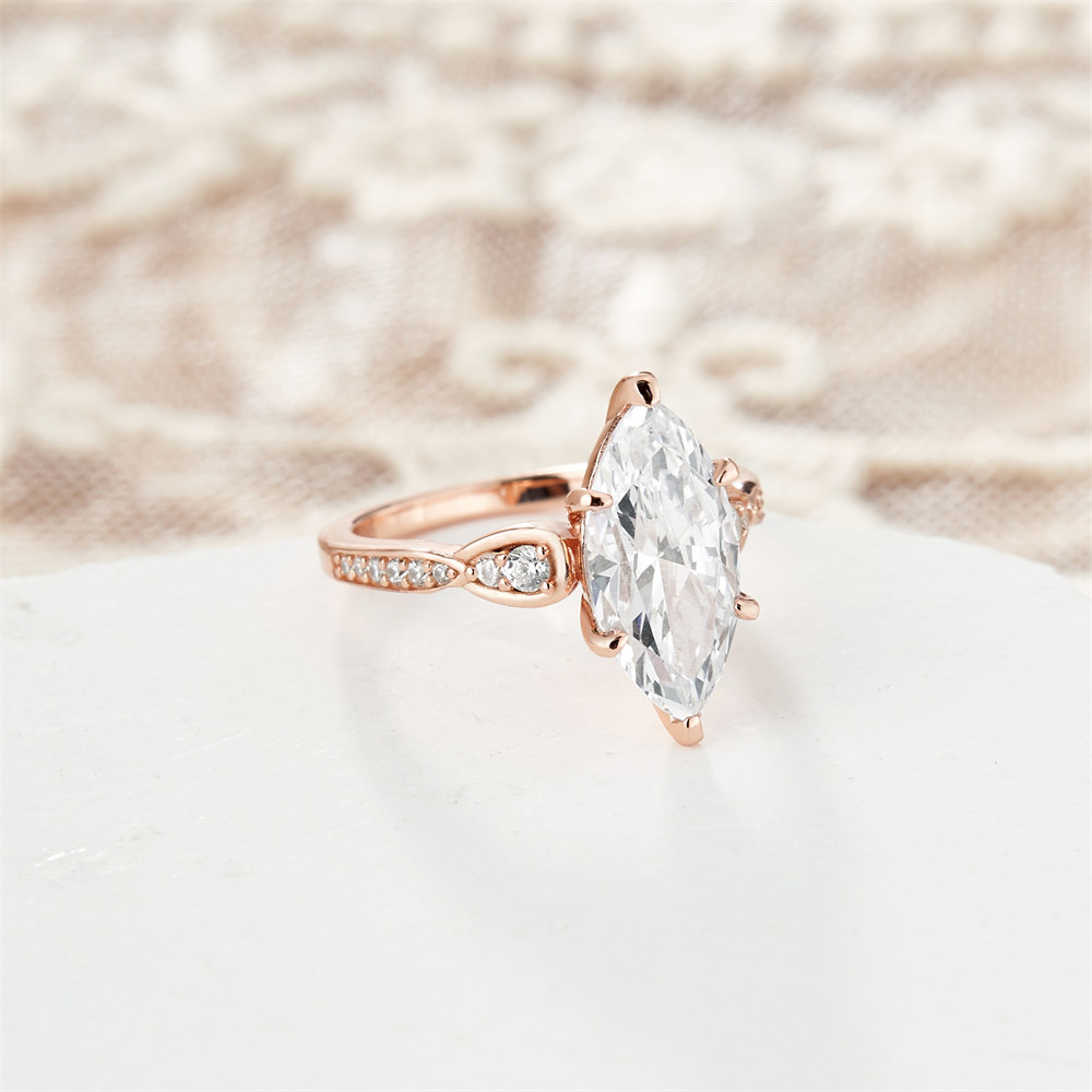 Marquise Cut Diamond White 925 Sterling Silver Vintage Engagement Ring