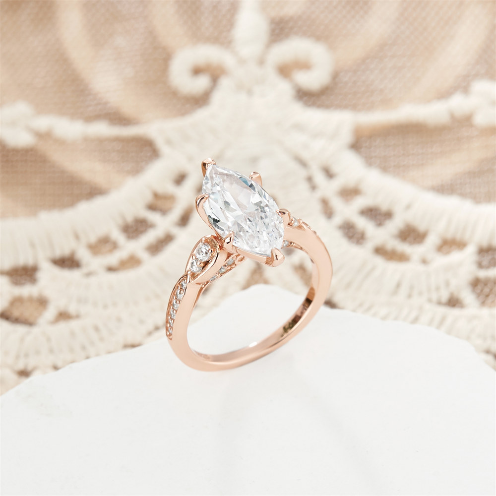 Marquise Cut Diamond White 925 Sterling Silver Vintage Engagement Ring
