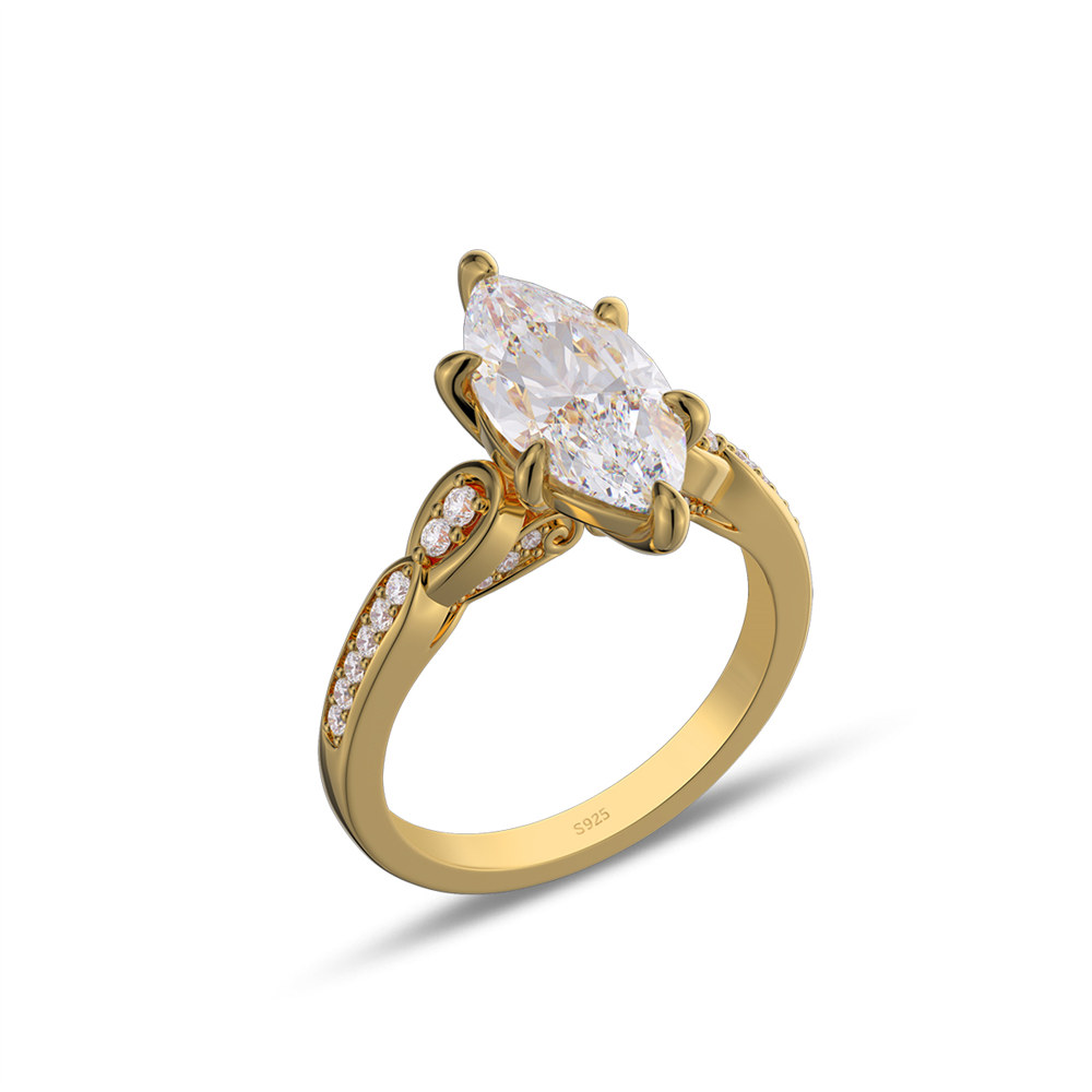Marquise Cut Diamond White 925 Sterling Silver Vintage Engagement Ring