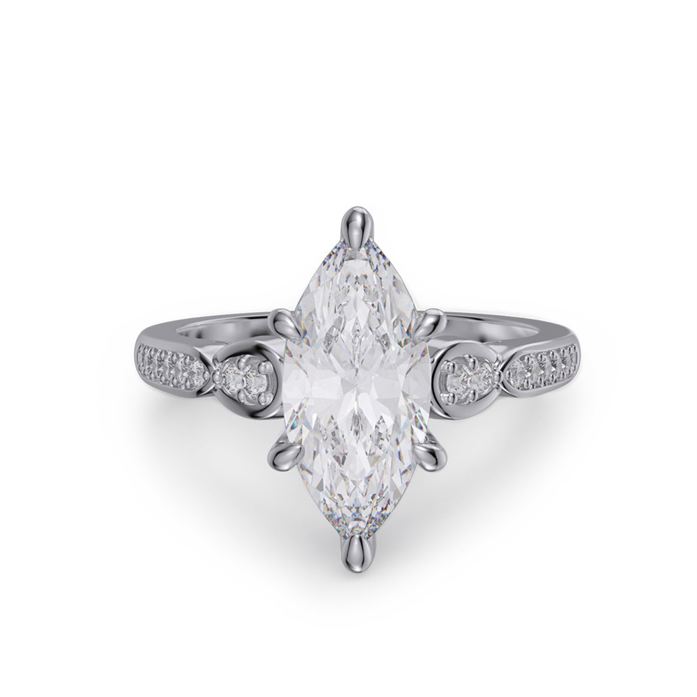 Marquise Cut Diamond White 925 Sterling Silver Vintage Engagement Ring