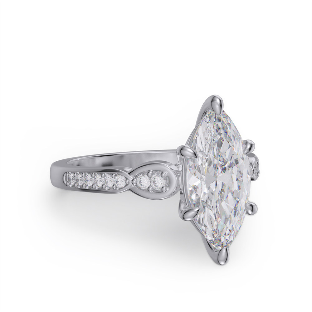 Marquise Cut Diamond White 925 Sterling Silver Vintage Engagement Ring