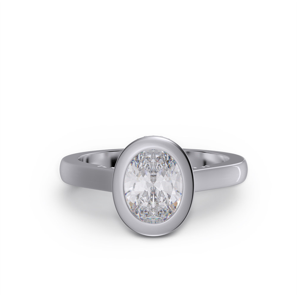 Oval Cut Diamond White 925 Sterling Silver Hidden Halo Engagement Ring