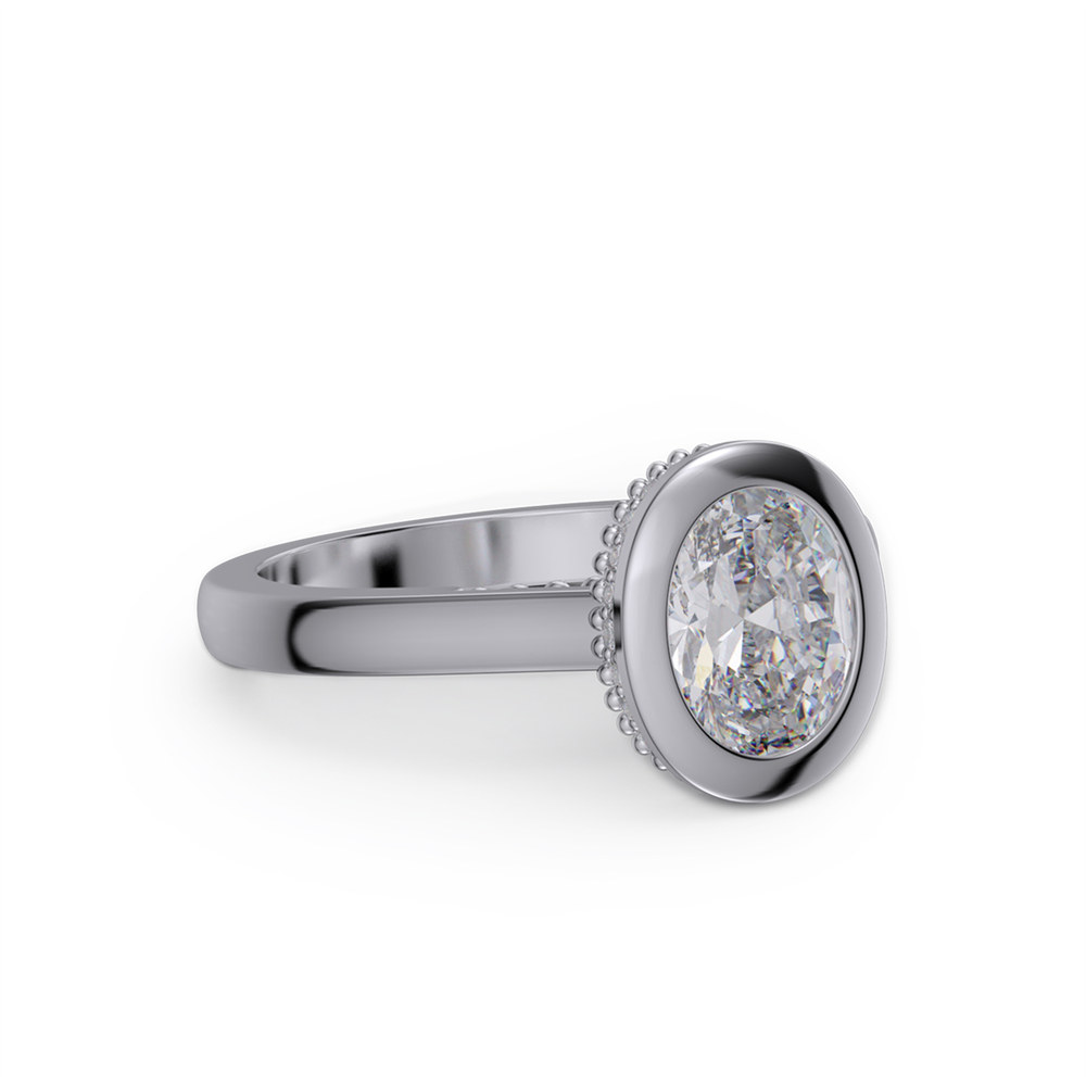 Oval Cut Diamond White 925 Sterling Silver Hidden Halo Engagement Ring