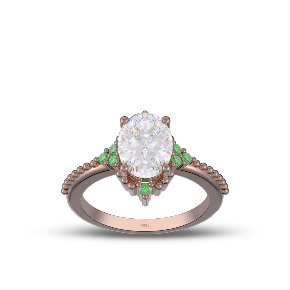 Oval Cut Diamond White 925 Sterling Silver Vintage Engagement Ring