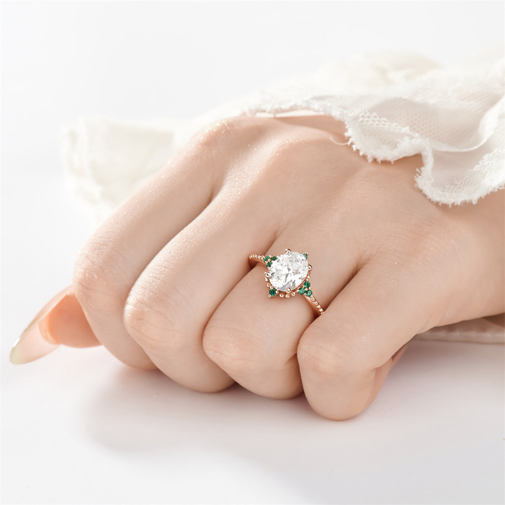 Oval Cut Diamond White 925 Sterling Silver Vintage Engagement Ring
