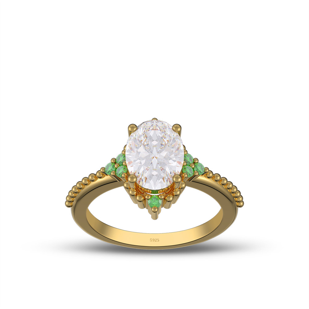 Oval Cut Diamond White 925 Sterling Silver Vintage Engagement Ring