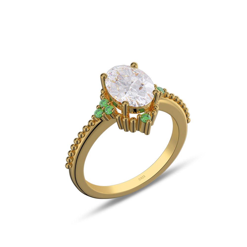 Oval Cut Diamond White 925 Sterling Silver Vintage Engagement Ring