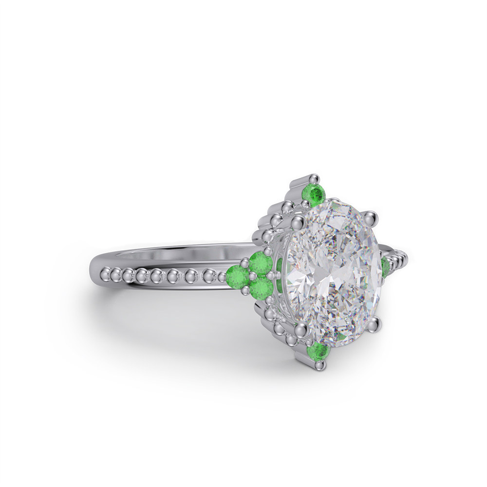 Oval Cut Diamond White 925 Sterling Silver Vintage Engagement Ring