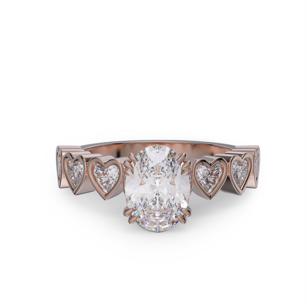 Oval Cut Diamond White 925 Sterling Silver Heart Engagement Ring