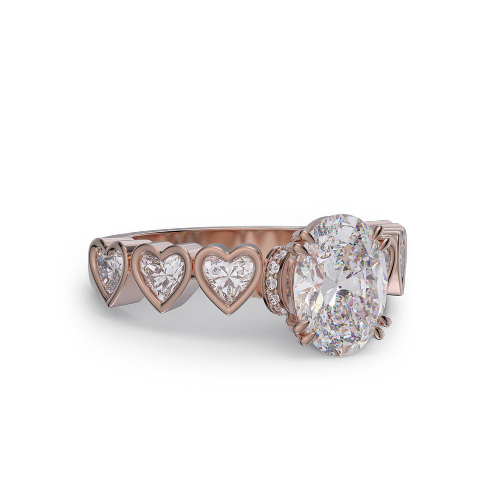 Oval Cut Diamond White 925 Sterling Silver Heart Engagement Ring