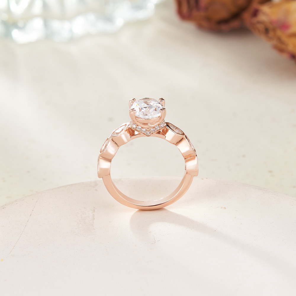 Oval Cut Diamond White 925 Sterling Silver Heart Engagement Ring