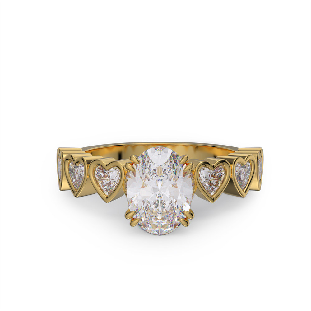 Oval Cut Diamond White 925 Sterling Silver Heart Engagement Ring