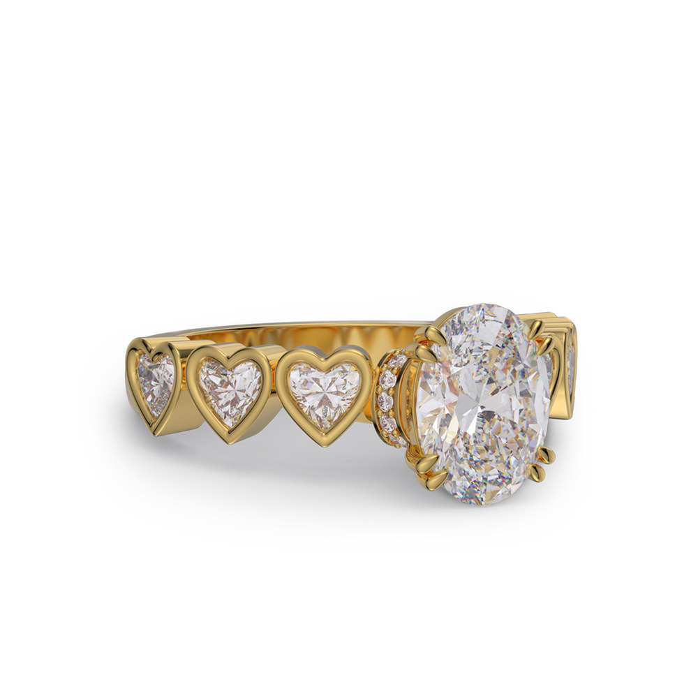 Oval Cut Diamond White 925 Sterling Silver Heart Engagement Ring