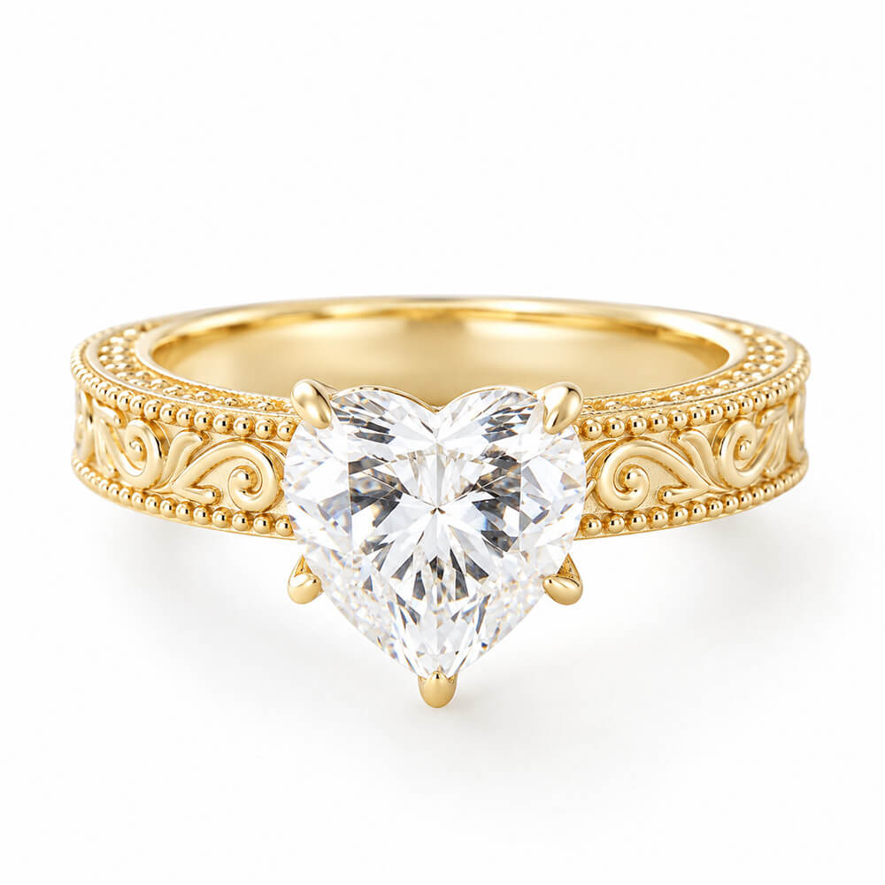 Heart Cut Diamond White 925 Sterling Silver Vintage Engagement Ring