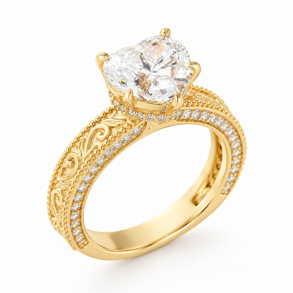 Heart Cut Diamond White 925 Sterling Silver Vintage Engagement Ring